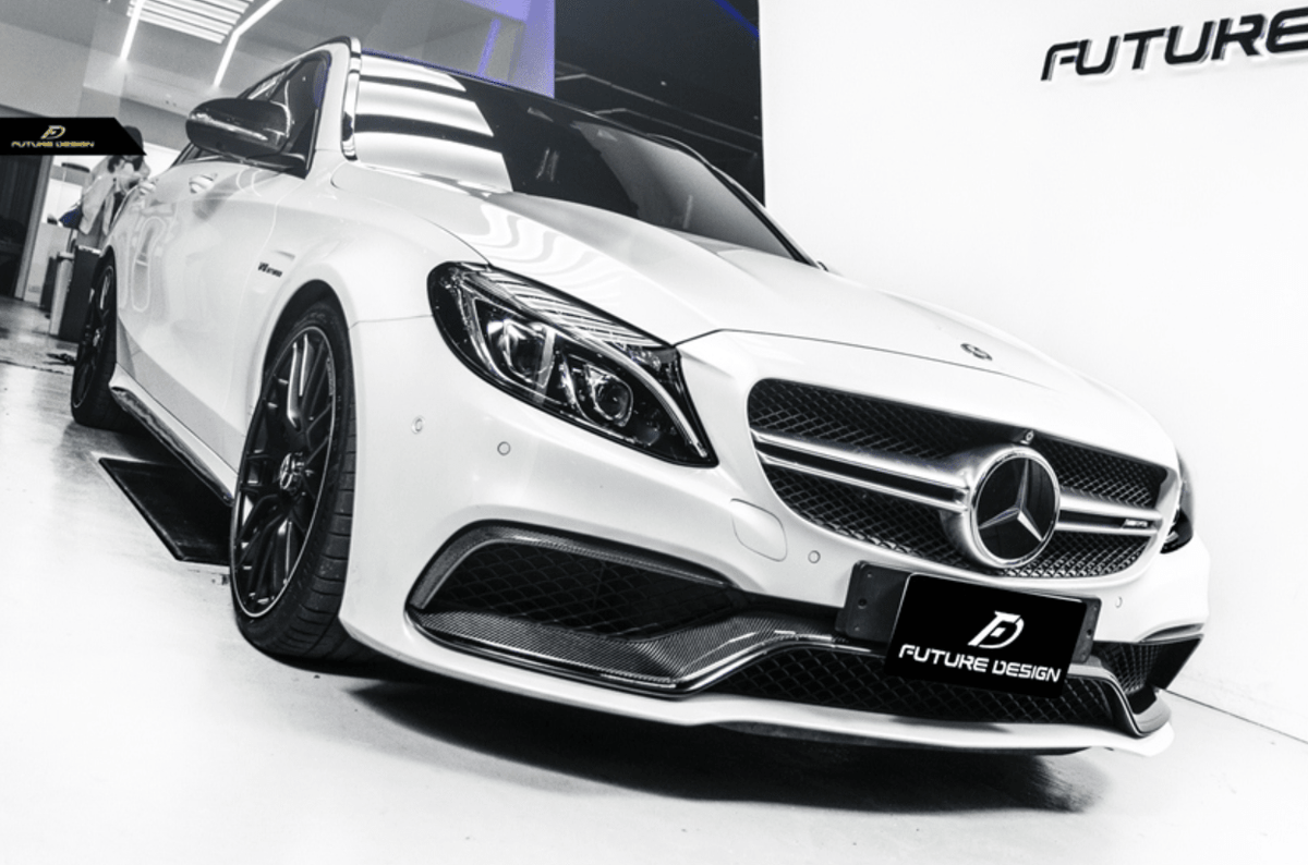 Future Design Carbon Carbon Fiber OEM Style Front Bumper Trim Lower Grill Surround for W205 C63 C63S AMG Sedan Coupe 2015-2020 - Aero Carbon UK