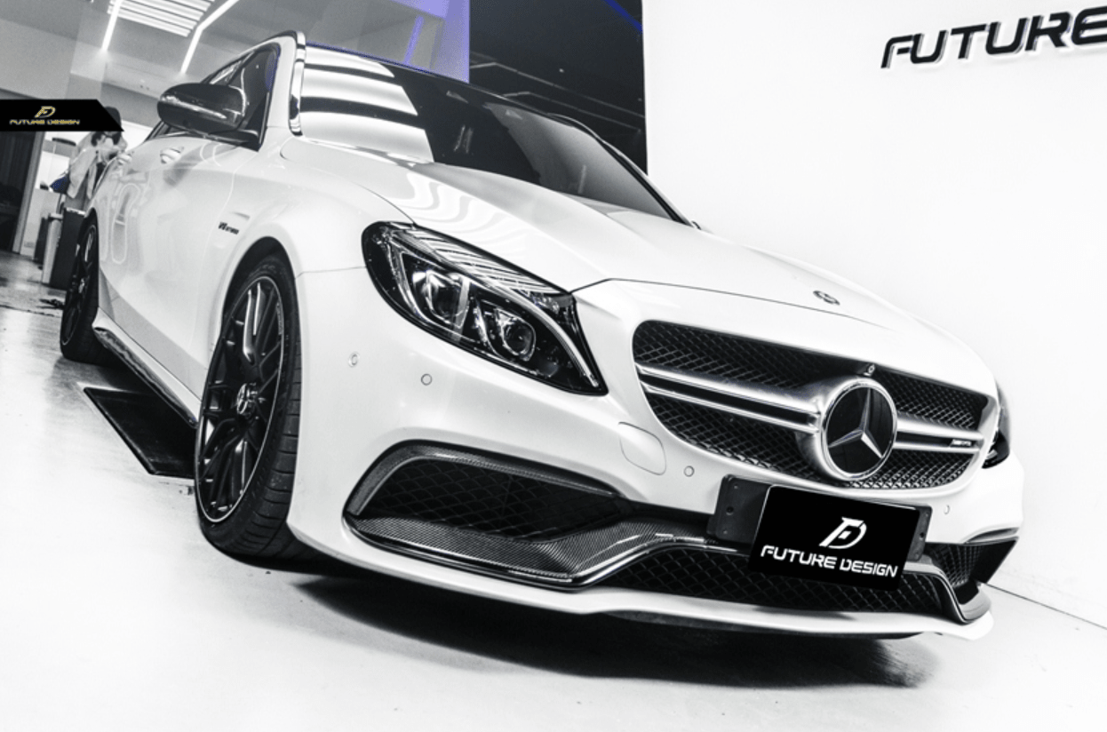 Future Design Carbon Carbon Fiber OEM Style Front Bumper Trim Lower Grill Surround for W205 C63 C63S AMG Sedan Coupe 2015-2020 - Aero Carbon UK