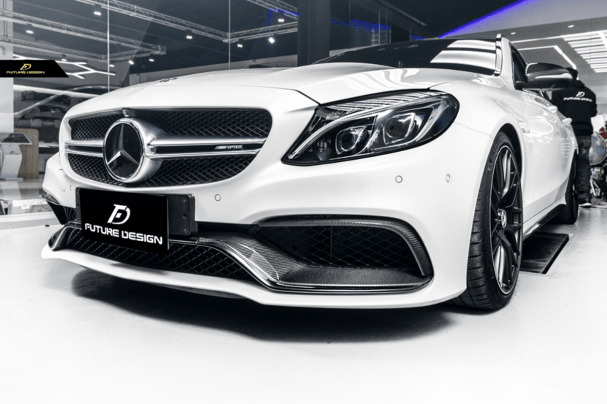 Future Design Carbon Carbon Fiber OEM Style Front Bumper Trim Lower Grill Surround for W205 C63 C63S AMG Sedan Coupe 2015-2020 - Aero Carbon UK