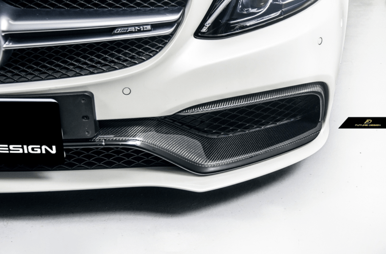 Future Design Carbon Carbon Fiber OEM Style Front Bumper Trim Lower Grill Surround for W205 C63 C63S AMG Sedan Coupe 2015-2020 - Aero Carbon UK