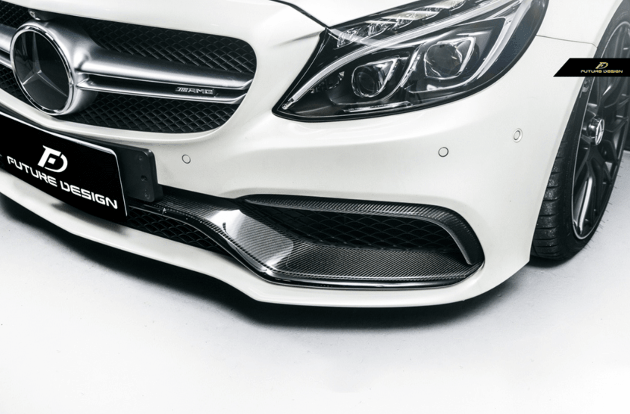 Future Design Carbon Carbon Fiber OEM Style Front Bumper Trim Lower Grill Surround for W205 C63 C63S AMG Sedan Coupe 2015-2020 - Aero Carbon UK