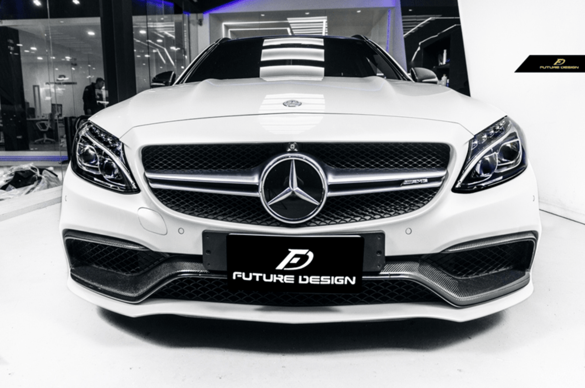Future Design Carbon Carbon Fiber OEM Style Front Bumper Trim Lower Grill Surround for W205 C63 C63S AMG Sedan Coupe 2015-2020 - Aero Carbon UK