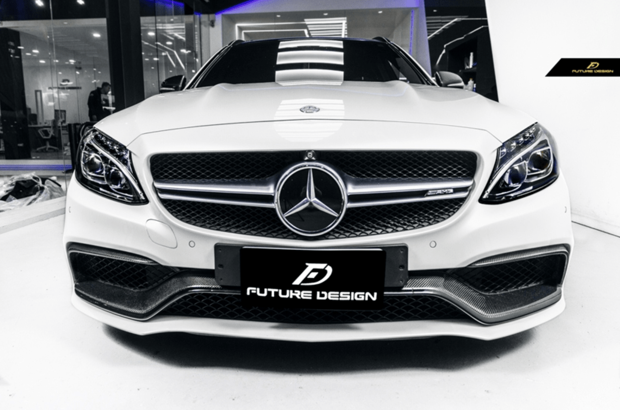 Future Design Carbon Carbon Fiber OEM Style Front Bumper Trim Lower Grill Surround for W205 C63 C63S AMG Sedan Coupe 2015-2020 - Aero Carbon UK