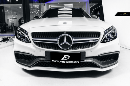 Future Design Carbon Carbon Fiber OEM Style Front Bumper Trim Lower Grill Surround for W205 C63 C63S AMG Sedan Coupe 2015-2020 - Aero Carbon UK