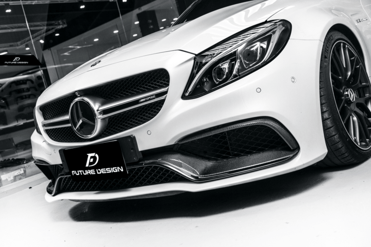 Future Design Carbon Carbon Fiber OEM Style Front Bumper Trim Lower Grill Surround for W205 C63 C63S AMG Sedan Coupe 2015-2020 - Aero Carbon UK