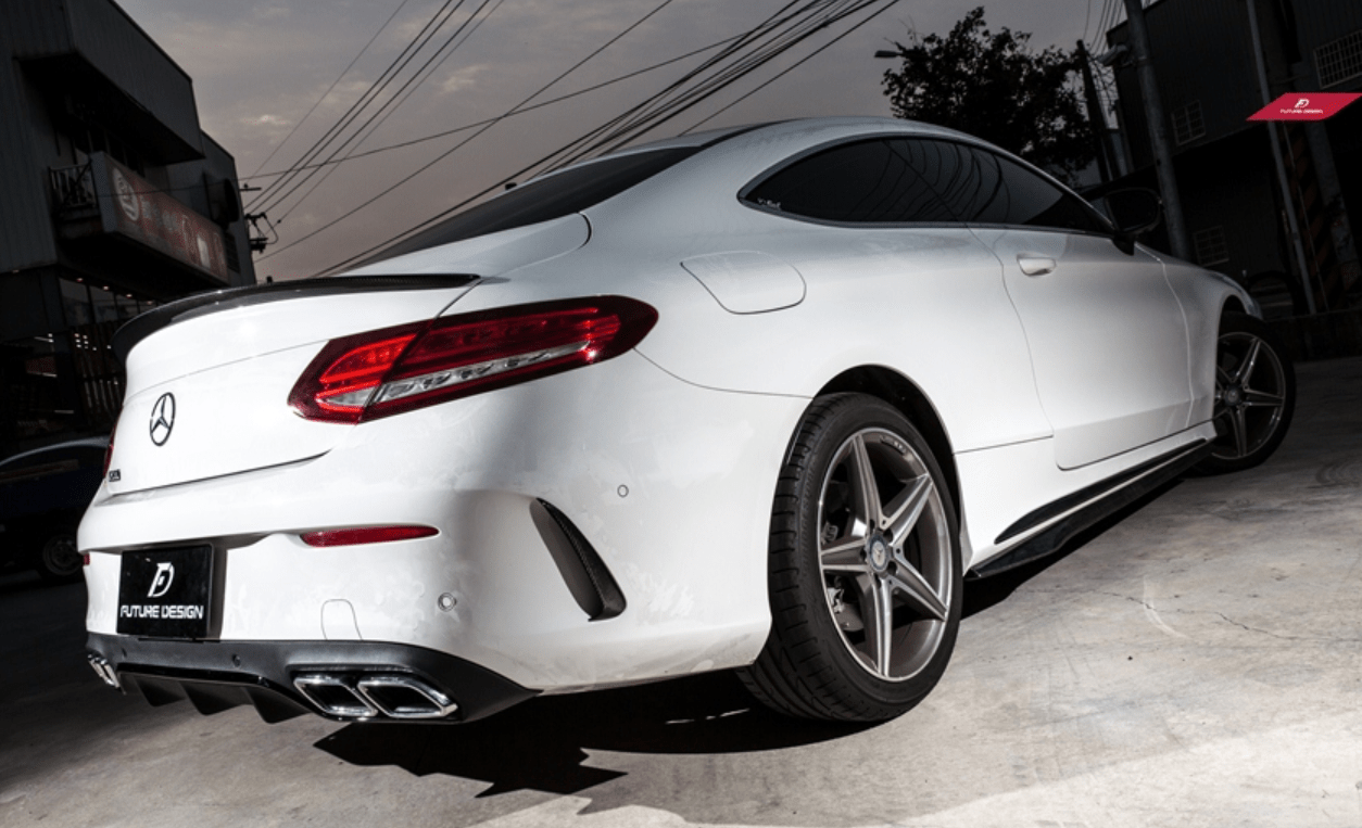 Future Design Carbon Carbon Fiber Rear Bumper Canards for W205 C300 C43 C63 AMG Coupe 2 Door 2015-ON - Aero Carbon UK