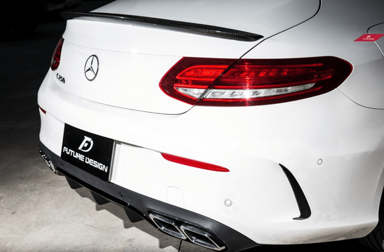 Future Design Carbon Carbon Fiber Rear Bumper Canards for W205 C300 C43 C63 AMG Coupe 2 Door 2015-ON - Aero Carbon UK