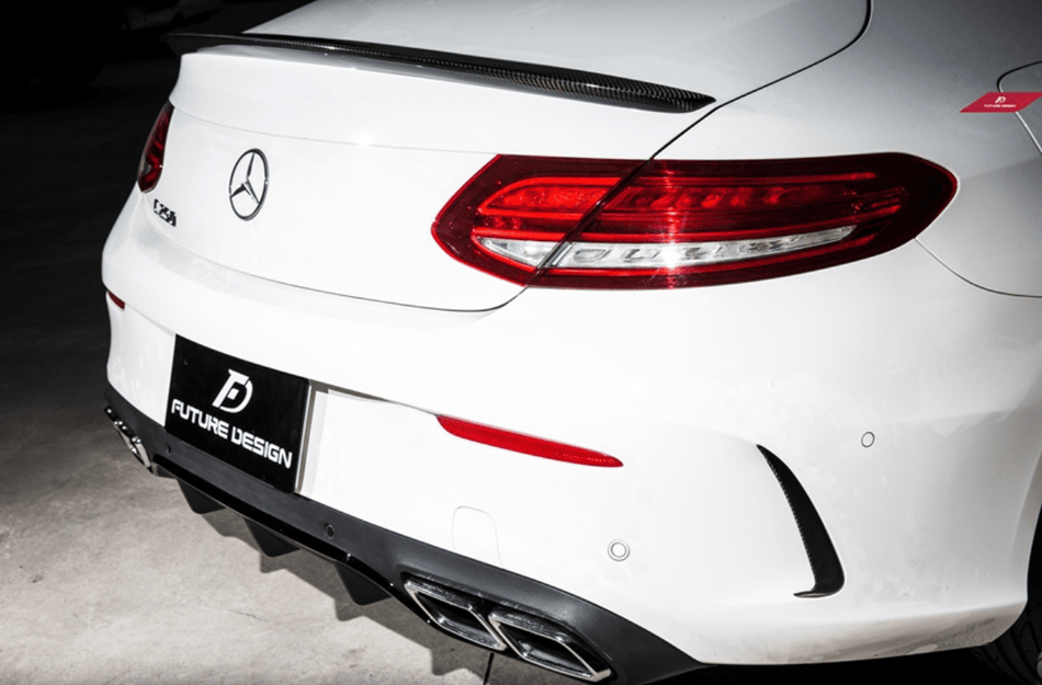 Future Design Carbon Carbon Fiber Rear Bumper Canards for W205 C300 C43 C63 AMG Coupe 2 Door 2015-ON - Aero Carbon UK