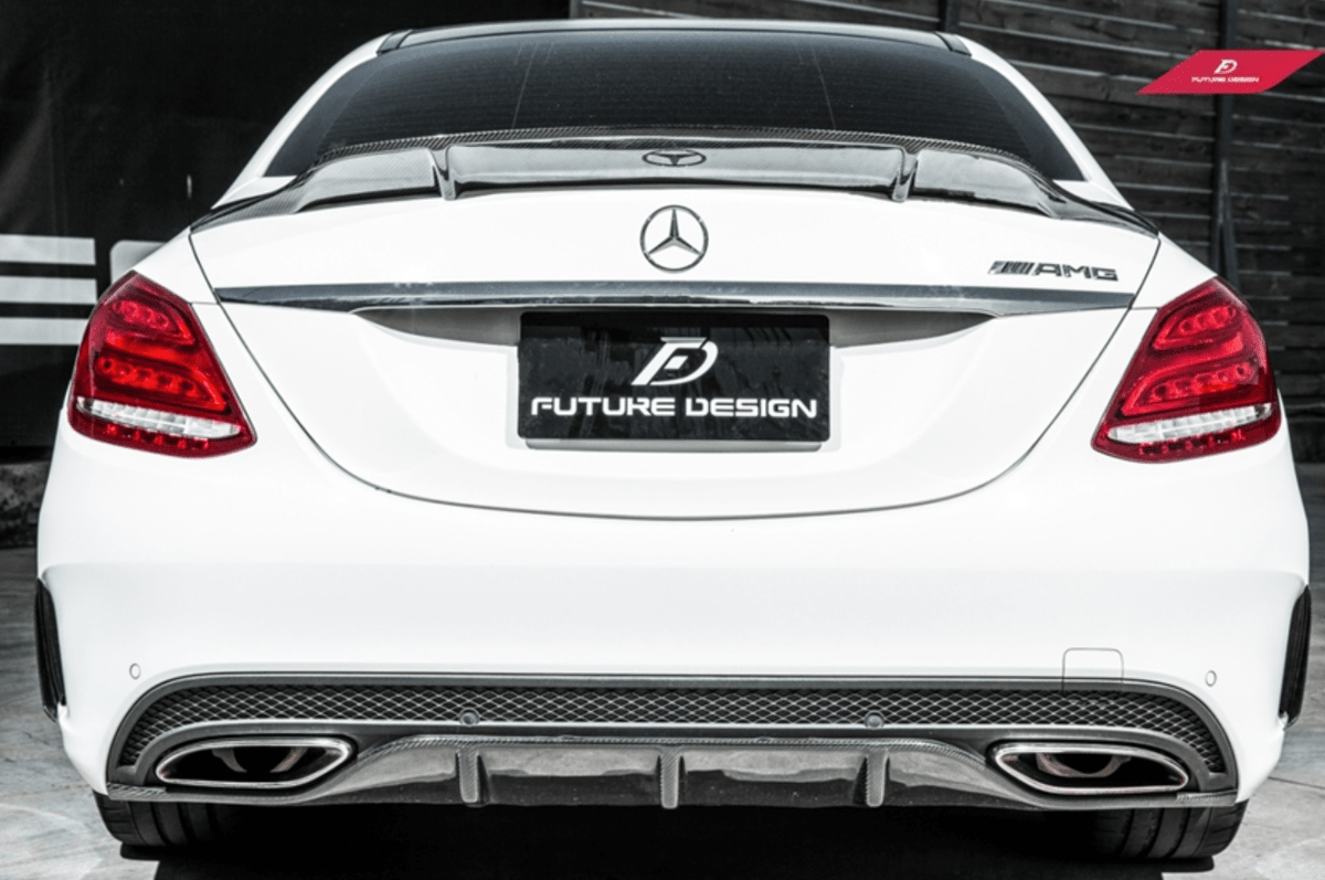 Future Design Carbon Carbon Fiber Rear Spoiler R Style for Mercedes Benz 2015-ON W205 C300 C43 C63 Sedan 4 Door Coupe 2 Door - Aero Carbon UK