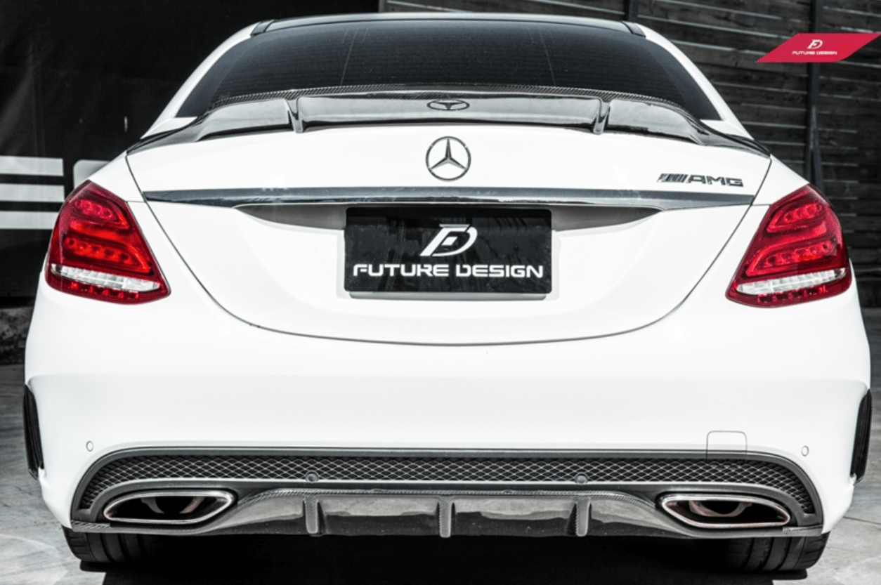 Future Design Carbon Carbon Fiber Rear Spoiler R Style for Mercedes Benz 2015-ON W205 C300 C43 C63 Sedan 4 Door Coupe 2 Door - Aero Carbon UK