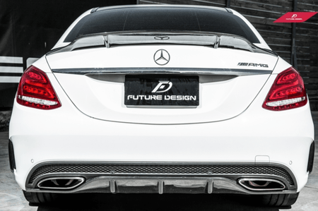 Future Design Carbon Carbon Fiber Rear Spoiler R Style for Mercedes Benz 2015-ON W205 C300 C43 C63 Sedan 4 Door Coupe 2 Door - Aero Carbon UK