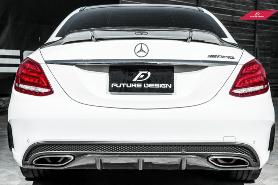 Future Design Carbon Carbon Fiber Rear Spoiler R Style for Mercedes Benz 2015-ON W205 C300 C43 C63 Sedan 4 Door Coupe 2 Door - Aero Carbon UK