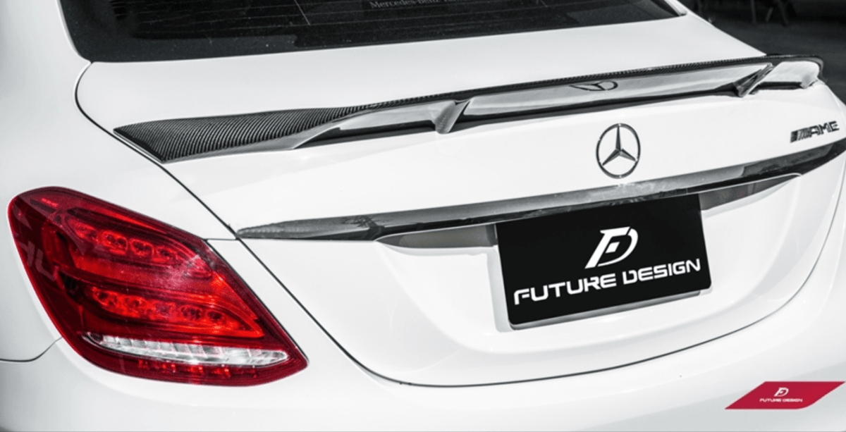Future Design Carbon Carbon Fiber Rear Spoiler R Style for Mercedes Benz 2015-ON W205 C300 C43 C63 Sedan 4 Door Coupe 2 Door - Aero Carbon UK