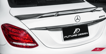 Future Design Carbon Carbon Fiber Rear Spoiler R Style for Mercedes Benz 2015-ON W205 C300 C43 C63 Sedan 4 Door Coupe 2 Door - Aero Carbon UK