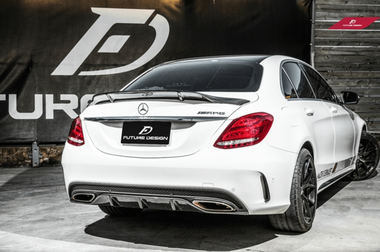 Future Design Carbon Carbon Fiber Rear Spoiler R Style for Mercedes Benz 2015-ON W205 C300 C43 C63 Sedan 4 Door Coupe 2 Door - Aero Carbon UK