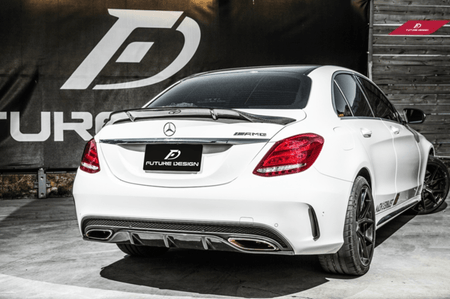 Future Design Carbon Carbon Fiber Rear Spoiler R Style for Mercedes Benz 2015-ON W205 C300 C43 C63 Sedan 4 Door Coupe 2 Door - Aero Carbon UK