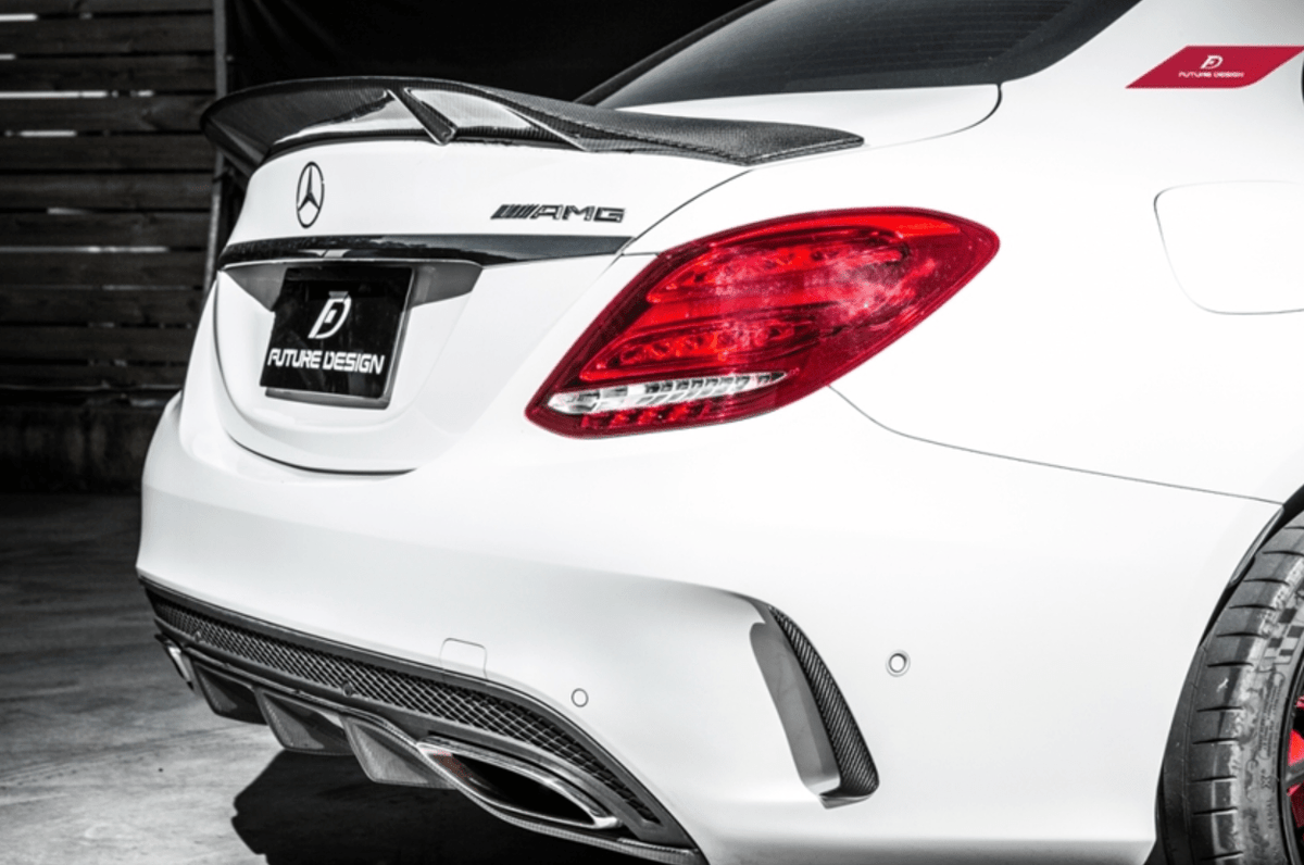 Future Design Carbon Carbon Fiber Rear Spoiler R Style for Mercedes Benz 2015-ON W205 C300 C43 C63 Sedan 4 Door Coupe 2 Door - Aero Carbon UK