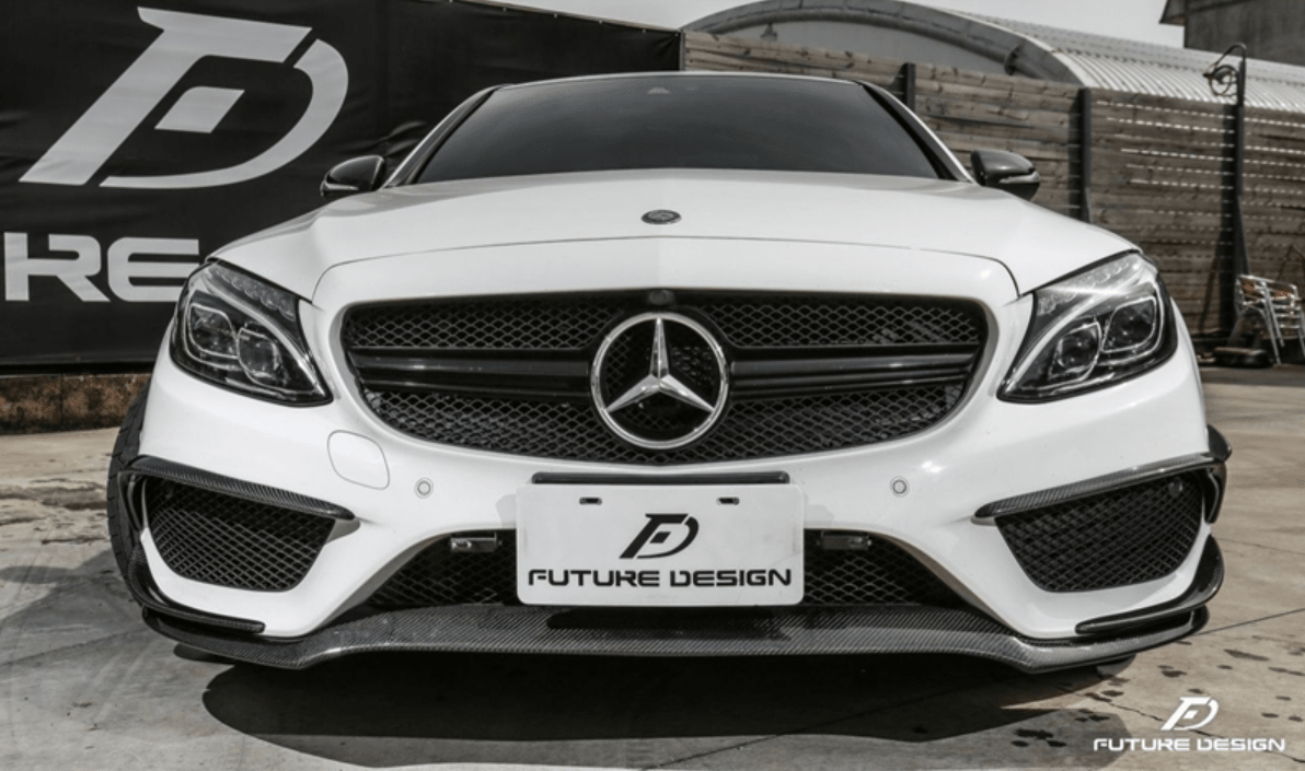 Future Design Carbon Fiber Front Canards (6Pcs) for W205 c300 AMG Sport Package Sedan / Coupe 2015-2018 - Aero Carbon UK