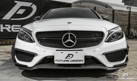Future Design Carbon Fiber Front Canards (6Pcs) for W205 c300 AMG Sport Package Sedan / Coupe 2015-2018 - Aero Carbon UK