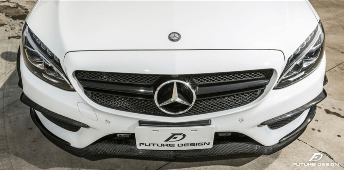 Future Design Carbon Fiber Front Canards (6Pcs) for W205 c300 AMG Sport Package Sedan / Coupe 2015-2018 - Aero Carbon UK