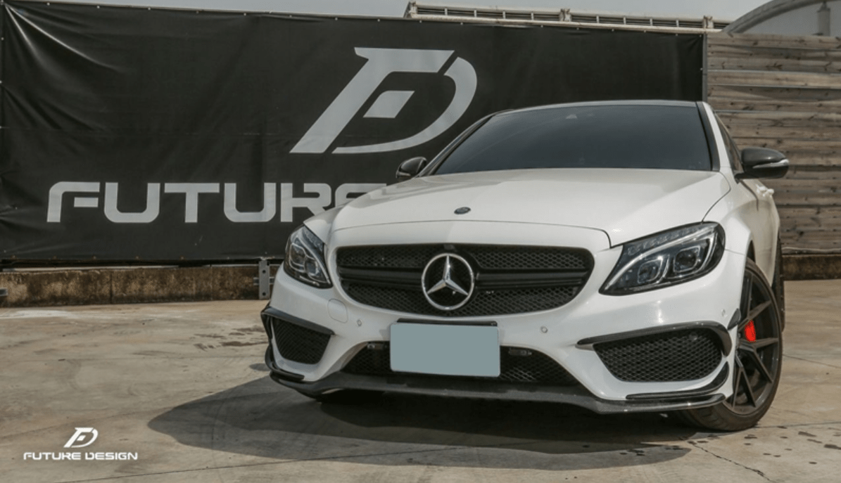 Future Design Carbon Fiber Front Canards (6Pcs) for W205 c300 AMG Sport Package Sedan / Coupe 2015-2018 - Aero Carbon UK