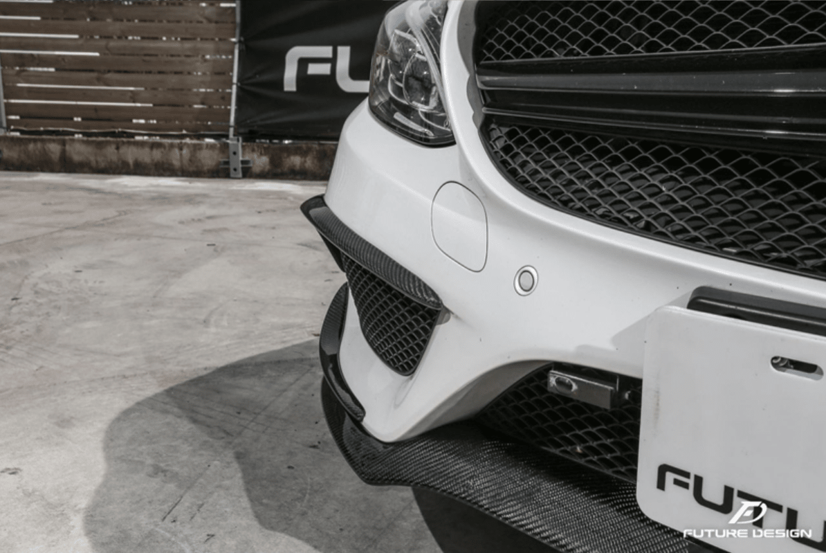 Future Design Carbon Fiber Front Canards (6Pcs) for W205 c300 AMG Sport Package Sedan / Coupe 2015-2018 - Aero Carbon UK