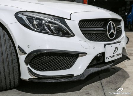 Future Design Carbon Fiber Front Canards (6Pcs) for W205 c300 AMG Sport Package Sedan / Coupe 2015-2018 - Aero Carbon UK