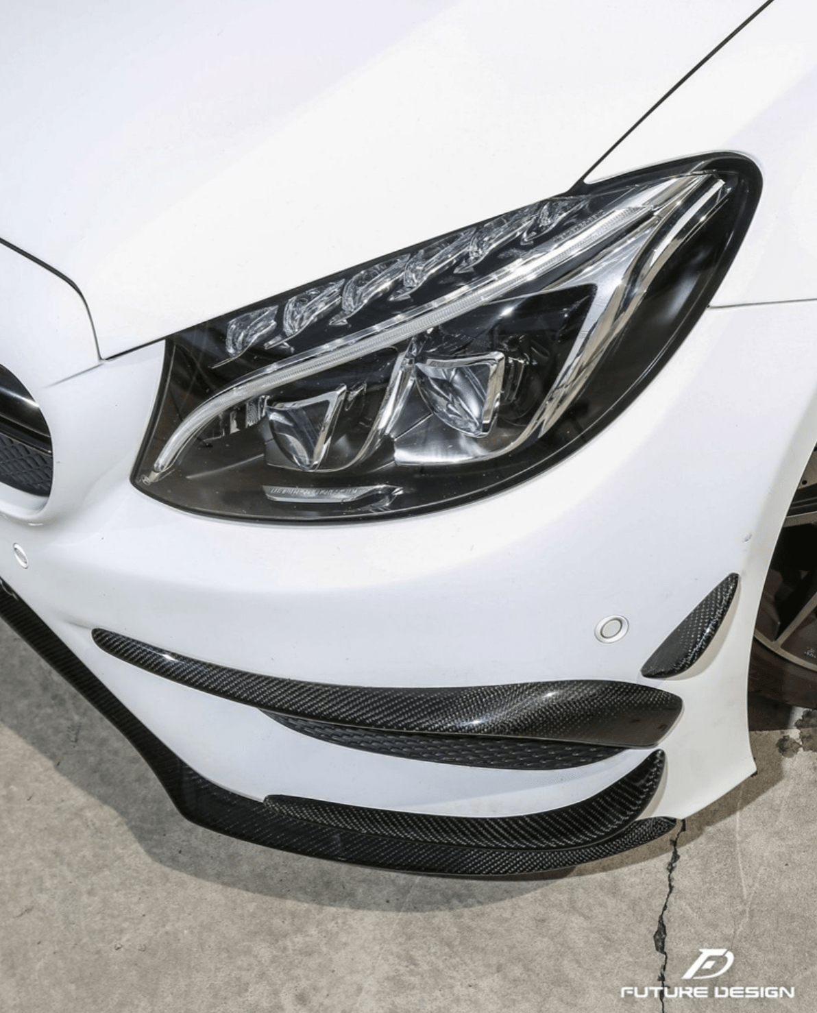Future Design Carbon Fiber Front Canards (6Pcs) for W205 c300 AMG Sport Package Sedan / Coupe 2015-2018 - Aero Carbon UK