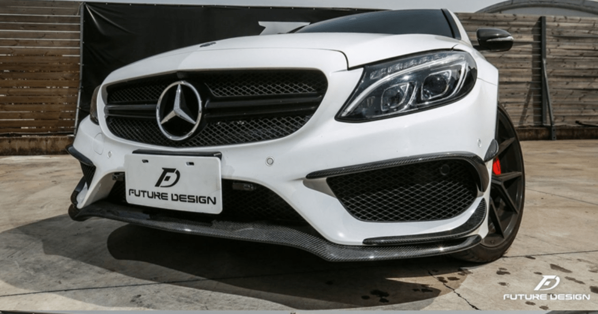 Future Design Carbon Fiber Front Canards (6Pcs) for W205 c300 AMG Sport Package Sedan / Coupe 2015-2018 - Aero Carbon UK