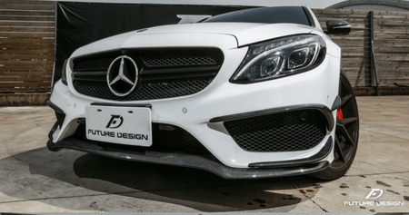 Future Design Carbon Fiber Front Canards (6Pcs) for W205 c300 AMG Sport Package Sedan / Coupe 2015-2018 - Aero Carbon UK