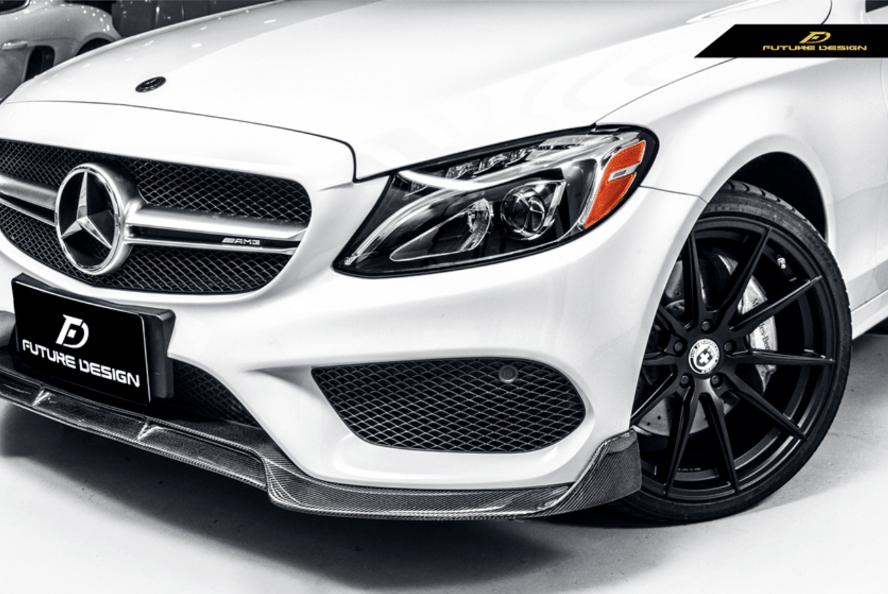 Future Design Carbon Fiber Front Lip B Style for Benz W205 C300 C43 2015-2018 - Aero Carbon UK