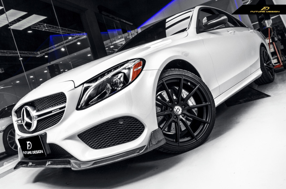 Future Design Carbon Fiber Front Lip B Style for Benz W205 C300 C43 2015-2018 - Aero Carbon UK