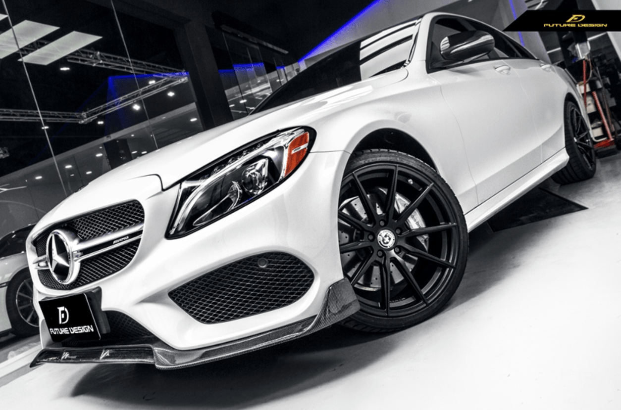 Future Design Carbon Fiber Front Lip B Style for Benz W205 C300 C43 2015-2018 - Aero Carbon UK
