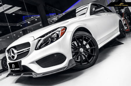Future Design Carbon Fiber Front Lip B Style for Benz W205 C300 C43 2015-2018 - Aero Carbon UK