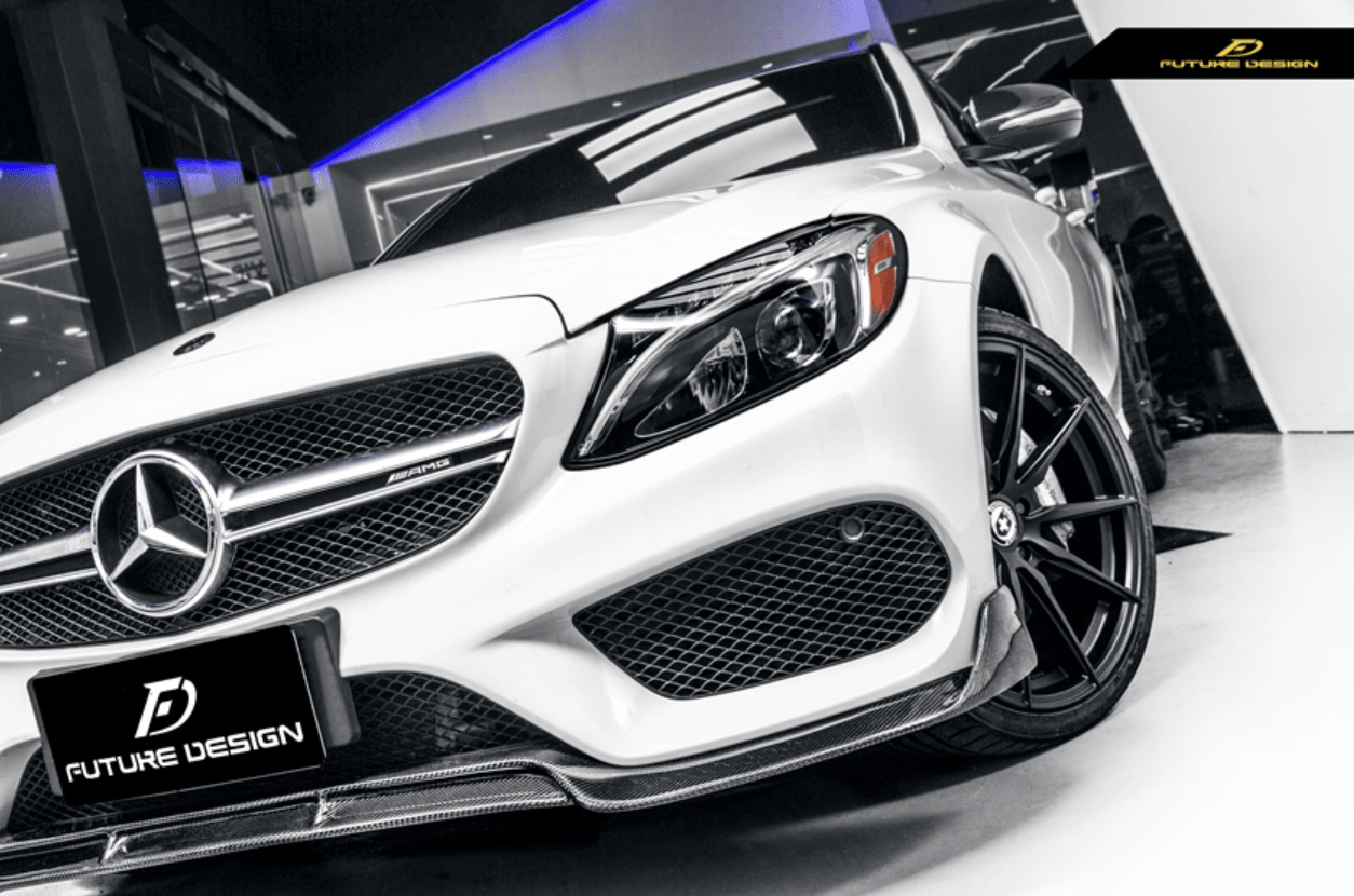 Future Design Carbon Fiber Front Lip B Style for Benz W205 C300 C43 2015-2018 - Aero Carbon UK