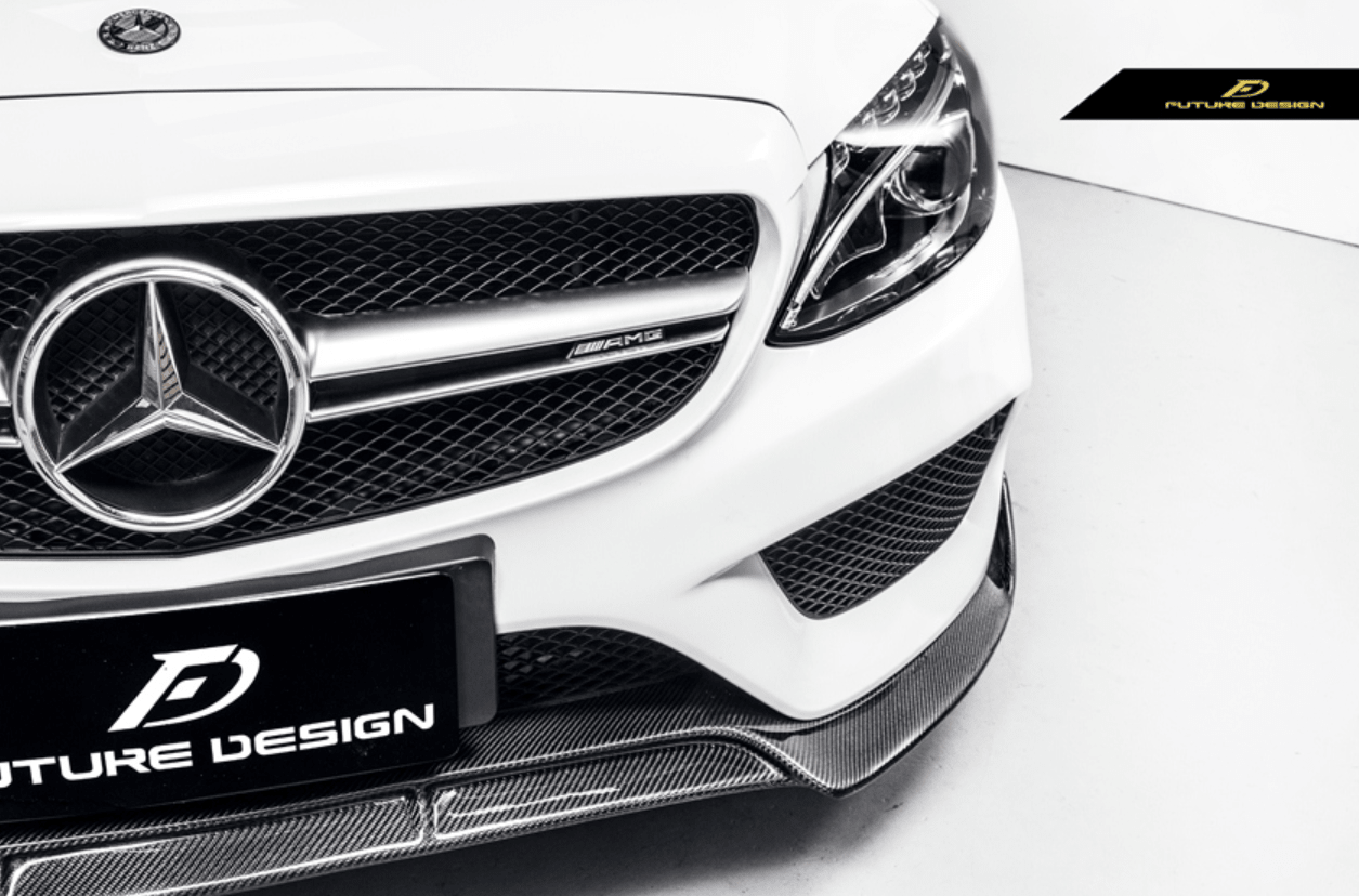 Future Design Carbon Fiber Front Lip B Style for Benz W205 C300 C43 2015-2018 - Aero Carbon UK