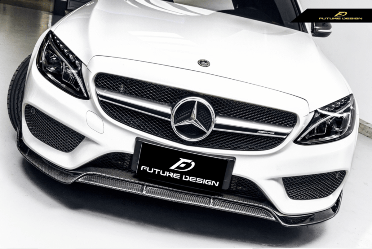 Future Design Carbon Fiber Front Lip B Style for Benz W205 C300 C43 2015-2018 - Aero Carbon UK