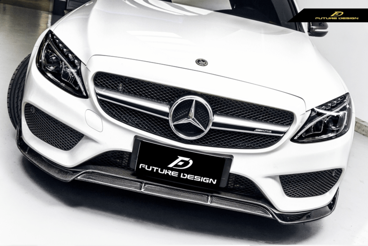 Future Design Carbon Fiber Front Lip B Style for Benz W205 C300 C43 2015-2018 - Aero Carbon UK