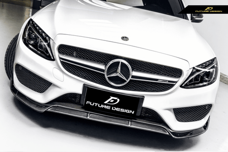 Future Design Carbon Fiber Front Lip B Style for Benz W205 C300 C43 2015-2018 - Aero Carbon UK