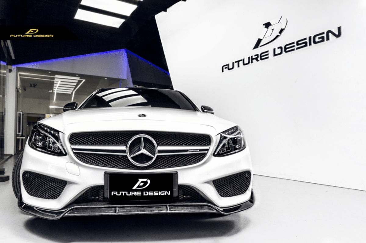 Future Design Carbon Fiber Front Lip B Style for Benz W205 C300 C43 2015-2018 - Aero Carbon UK