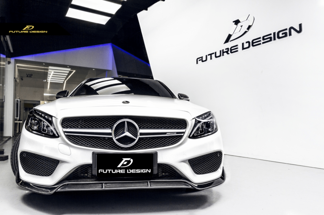 Future Design Carbon Fiber Front Lip B Style for Benz W205 C300 C43 2015-2018 - Aero Carbon UK