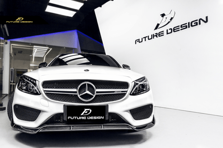 Future Design Carbon Fiber Front Lip B Style for Benz W205 C300 C43 2015-2018 - Aero Carbon UK