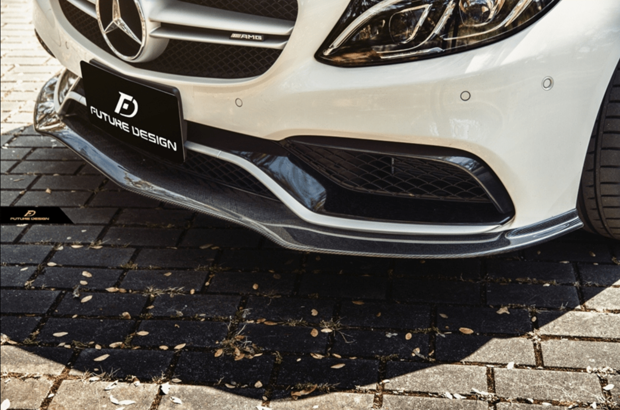 Future Design Carbon Fiber Front Lip PSM Style for W205 C63 AMG Sedan 2015-ON - Aero Carbon UK