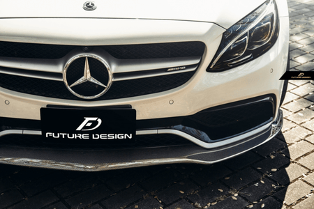 Future Design Carbon Fiber Front Lip PSM Style for W205 C63 AMG Sedan 2015-ON - Aero Carbon UK