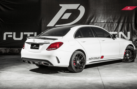 Future Design Carbon Fiber Rear Bumper Canards Valences Trim for W205 C300 C43 C63 AMG Sedan 2015-ON - Aero Carbon UK