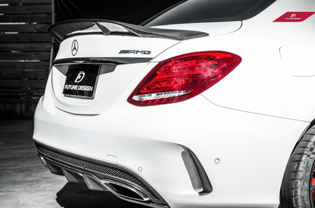Future Design Carbon Fiber Rear Bumper Canards Valences Trim for W205 C300 C43 C63 AMG Sedan 2015-ON - Aero Carbon UK