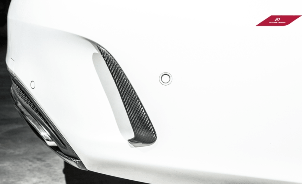 Future Design Carbon Fiber Rear Bumper Canards Valences Trim for W205 C300 C43 C63 AMG Sedan 2015-ON - Aero Carbon UK