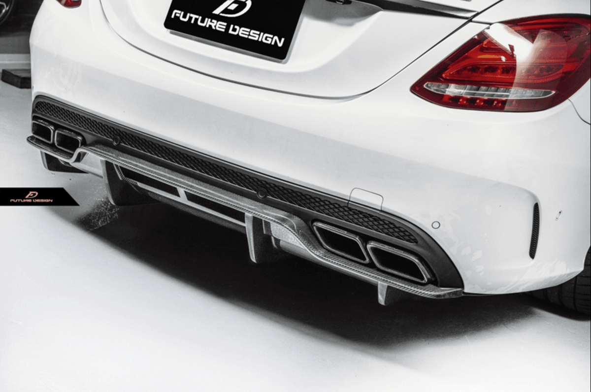 Future Design Carbon Fiber Rear Diffuser PSM Style for W205 C63 AMG Sedan 2015-2018 - Aero Carbon UK