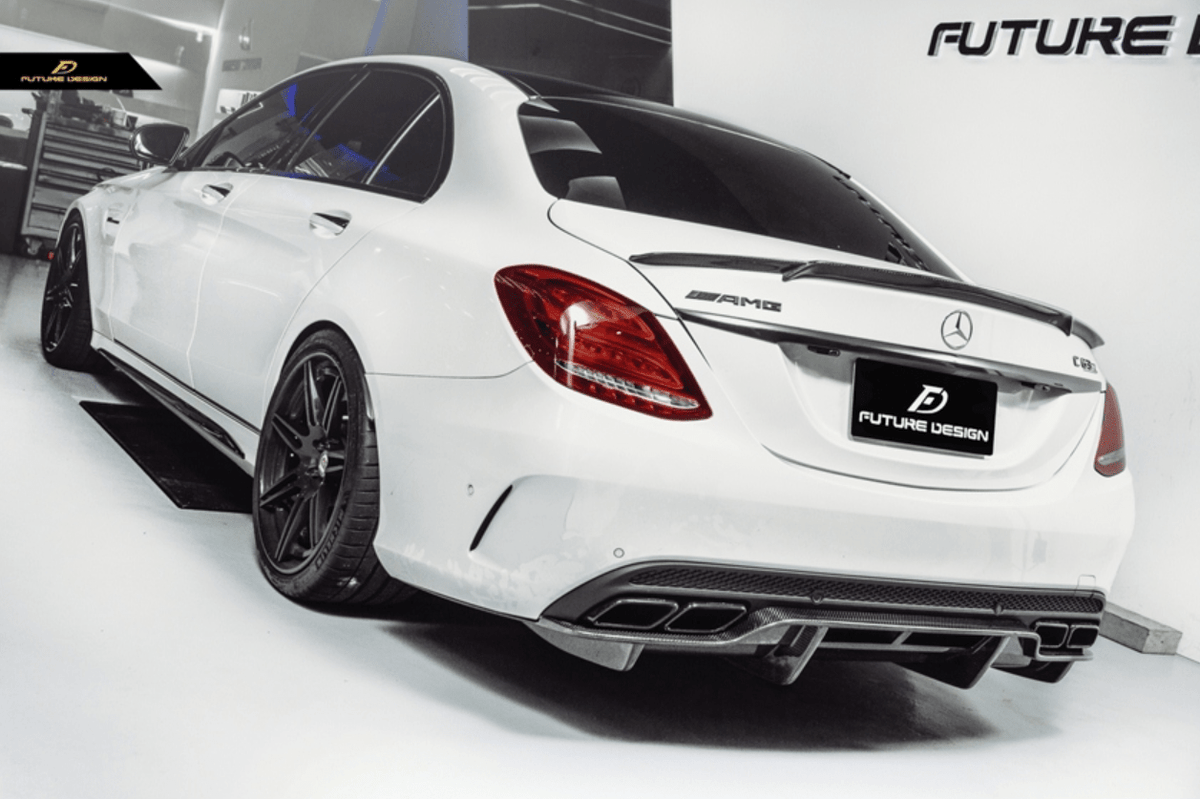 Future Design Carbon Fiber Rear Diffuser PSM Style for W205 C63 AMG Sedan 2015-2018 - Aero Carbon UK