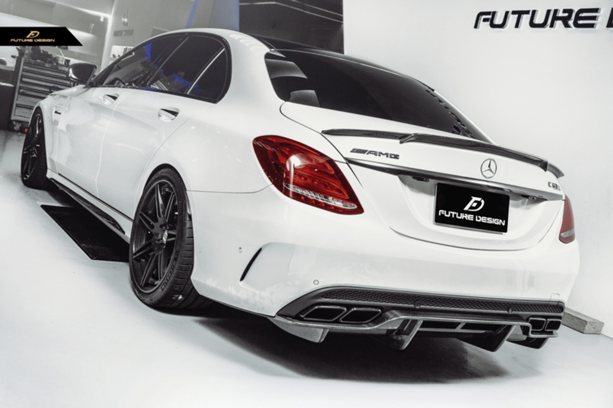 Future Design Carbon Fiber Rear Diffuser PSM Style for W205 C63 AMG Sedan 2015-2018 - Aero Carbon UK